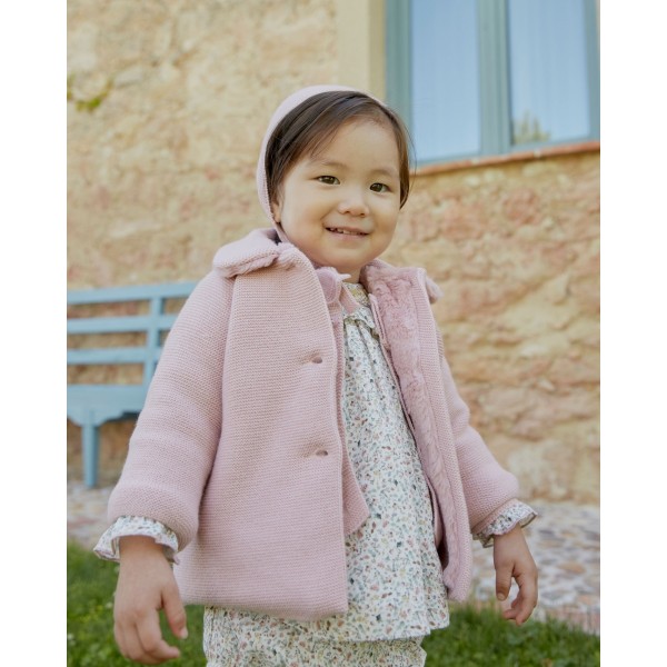 Casaco de malha c/ gola pelo