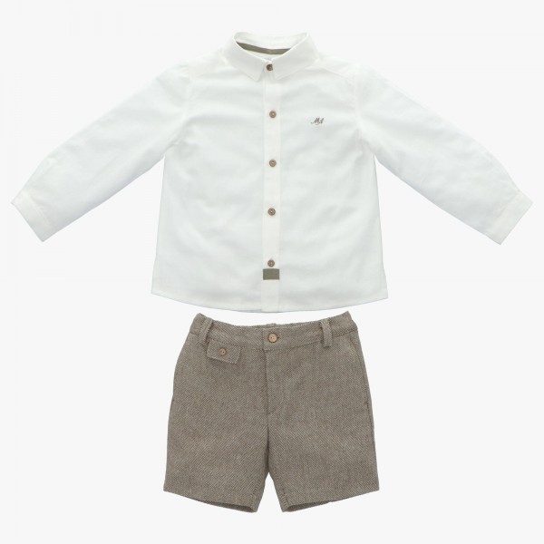 Camisa menino botões castanhos