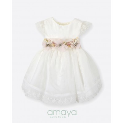 Vestido c/ aplique flores...