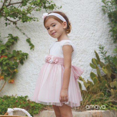 Vestido em tule c/ flor no...