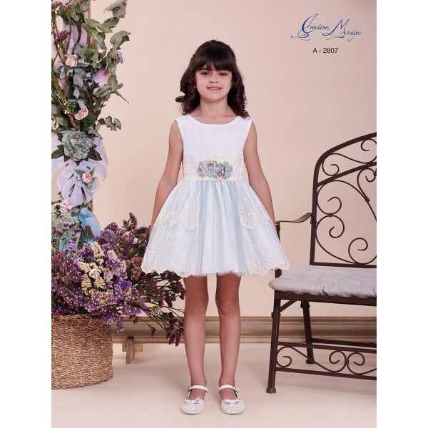 Vestido c/ flor renda e tule