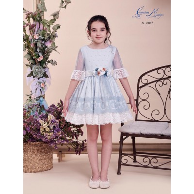 Vestido c/ mangas em renda 