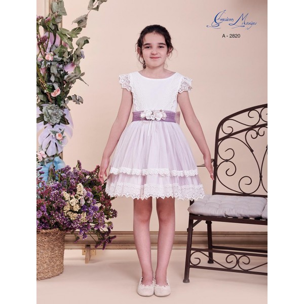 Vestido em tule e renda