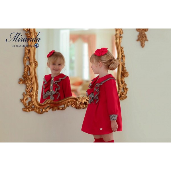 Vestido vermelho c/ laço xadrez