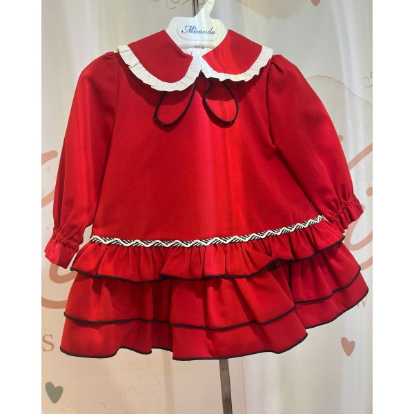 Vestido vermelho c/ gola branca