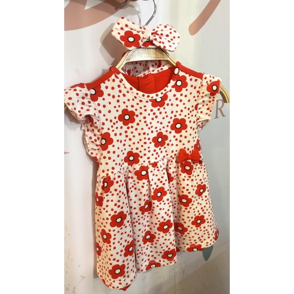 Babygrow Maga Curta vermelho Flores 