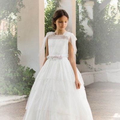 Vestido comprido branco tule