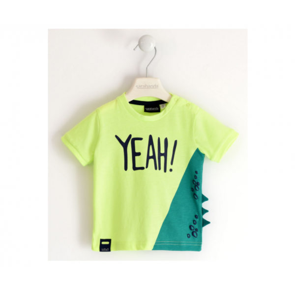 T-shirt "YEAH" dinossauro verde