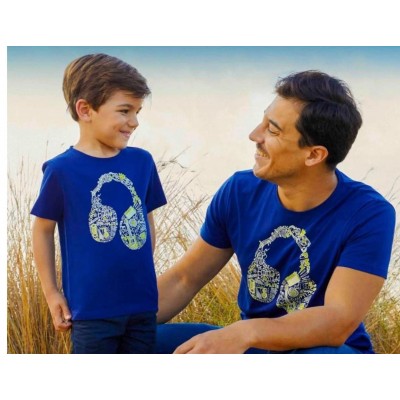 T-shirt Pai e Filho Azul