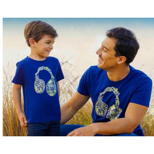 T-shirt Pai e Filho Azul
