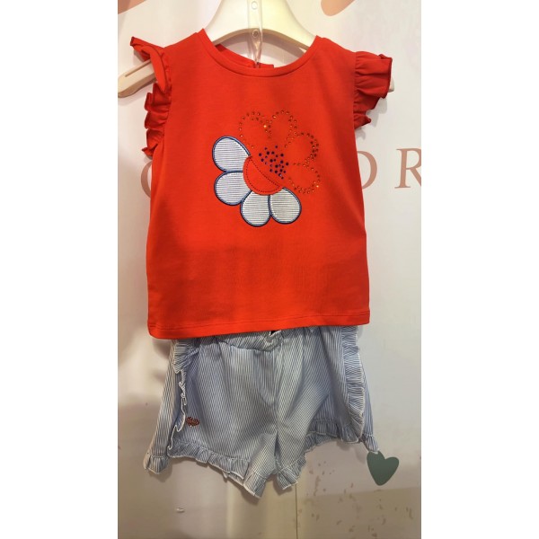Conjunto T-shirt flor e Calção 