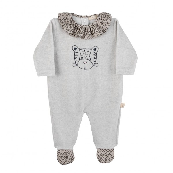 Babygrow c/ gola folhos leopardo